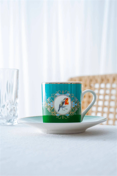 6 Kişilik Porselen Candy Green Kahve Fincan Takımı - 90 Ml