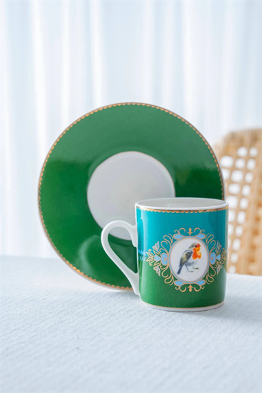 6 Kişilik Porselen Candy Green Kahve Fincan Takımı - 90 Ml