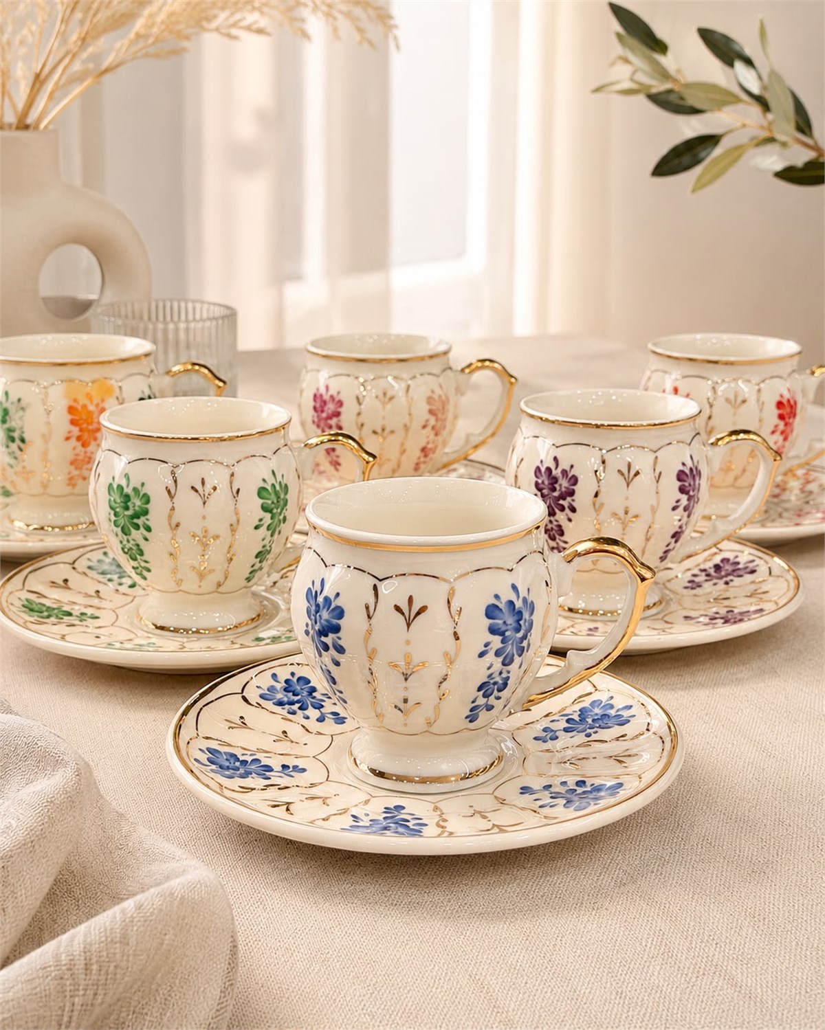 6 Kişilik Porselen Laliza Kahve Fincanı 90 ML