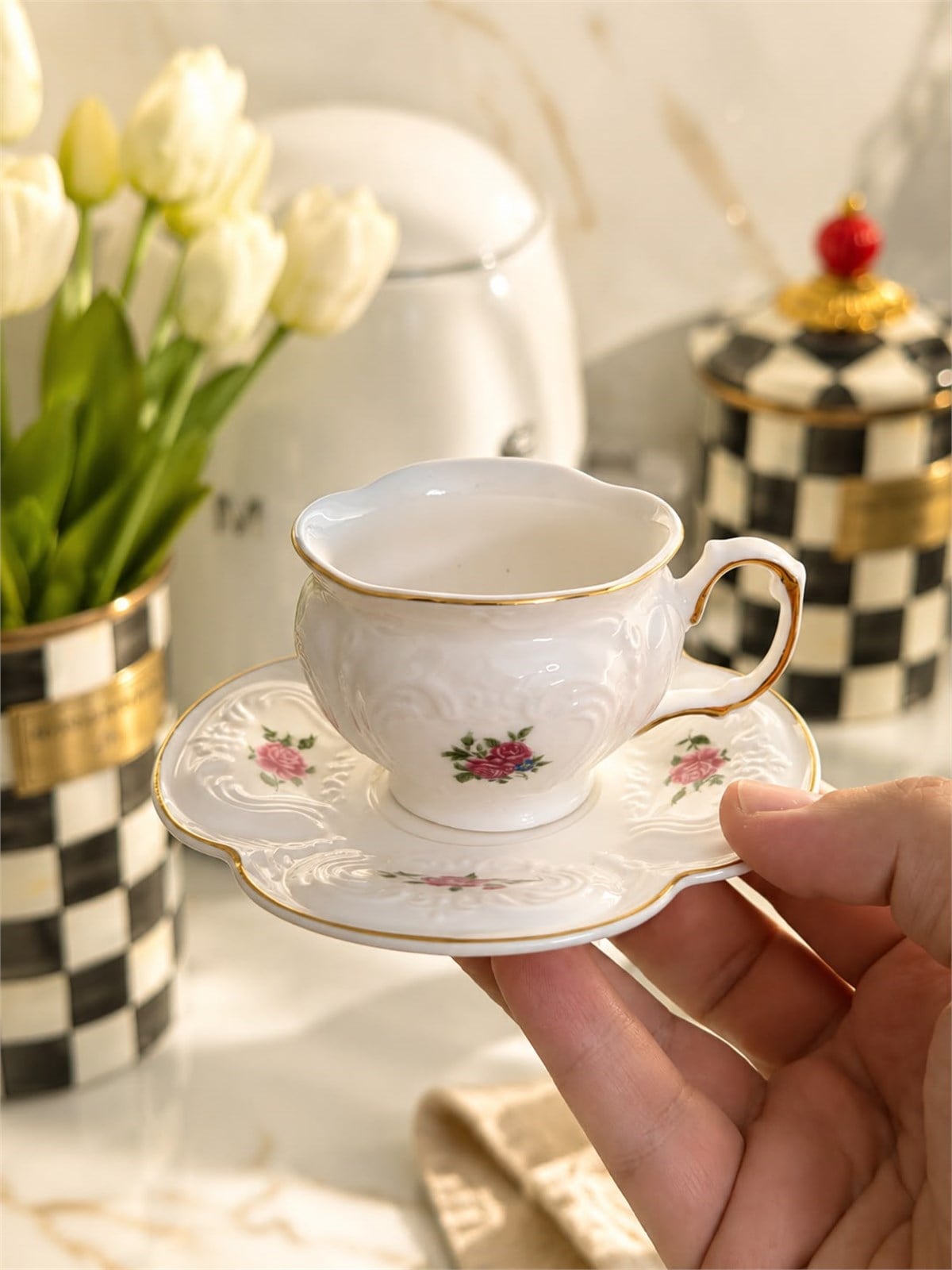6 Kişilik Porselen Rosalie Kahve Fincanı 90 ML