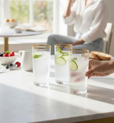 6 lı Bohemia Larus Gold Uzun Bardak