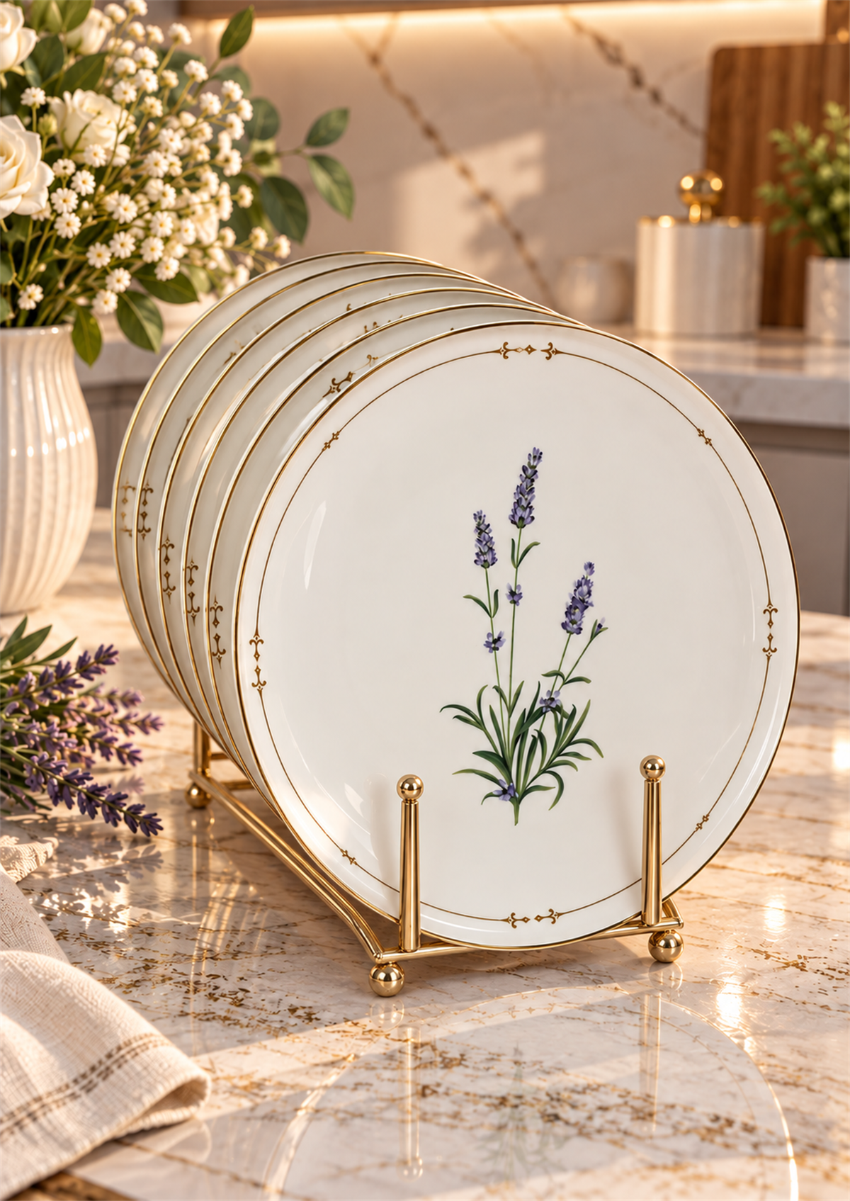 6 Parça Porselen Lavender Servis Tabağı