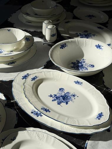 62 Parça 12 Kişilik Porselen Yemek Takımı Blue Garden