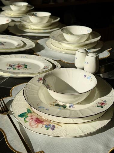 62 Parça 12 Kişilik Porselen Yemek Takımı Green Garden