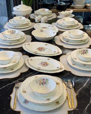 62 Parça 12 Kişilik Porselen Yemek Takımı Pink Garden