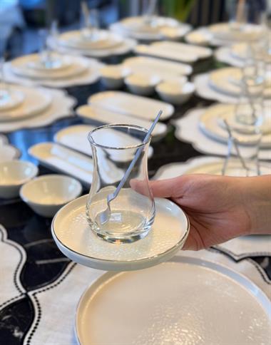 64 Parça 12 Kişilik Platin Modern Krem Kahvaltı Takımı