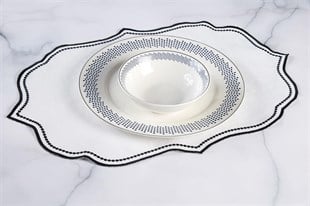 6lı Amerikan Servis Nakışlı Lisa Keten Efektli - Siyah