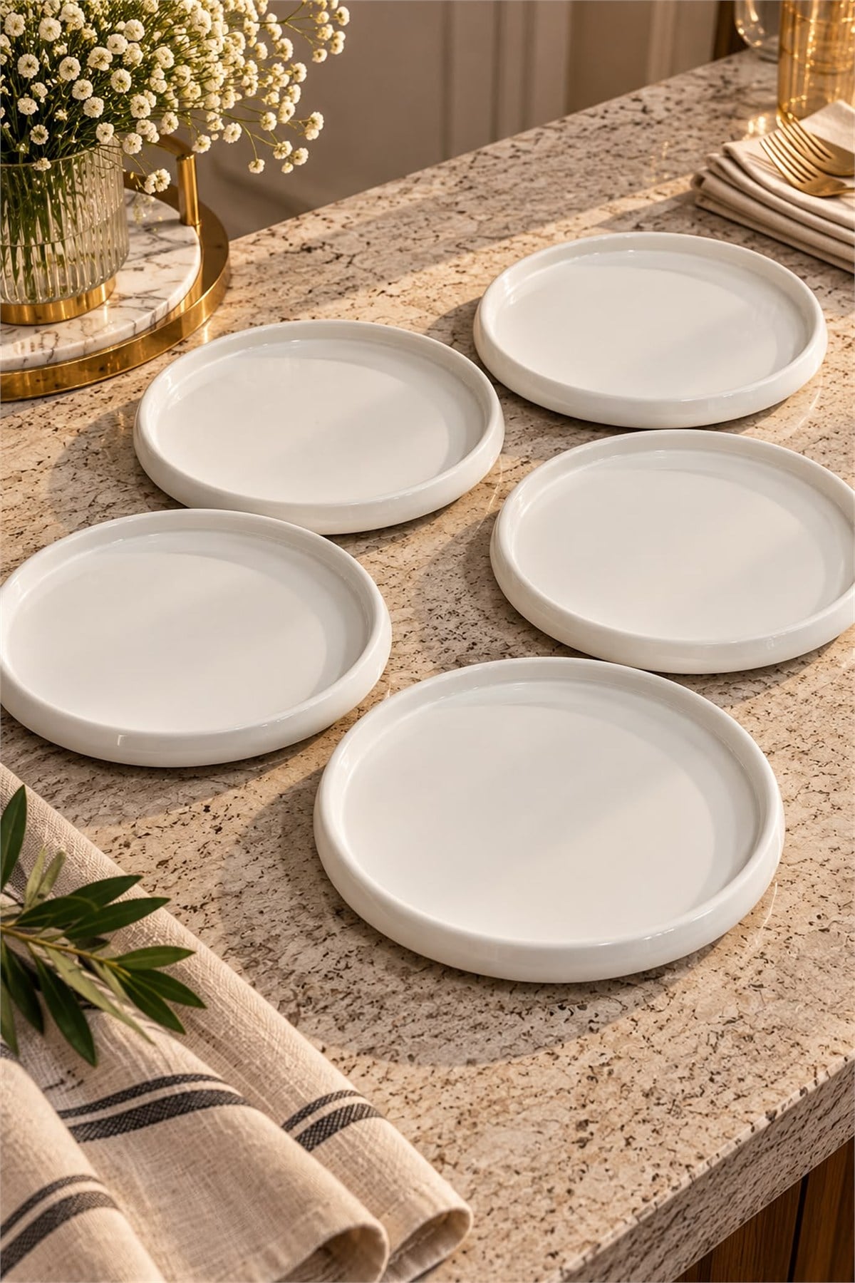 6lı Perla Porselen Servis Tabağı 24 cm 