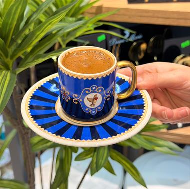 6lı Bird Blue Kahve Fincanı
