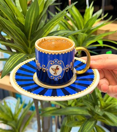 6lı Bird Blue Kahve Fincanı