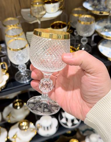 6lı Bohemia Kristal El Yapımı Kesme Kahve Yanı Kadeh