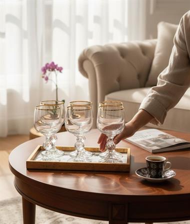 6lı Bohemia Kristal Sterna Gold Kahve Yanı Kadehi