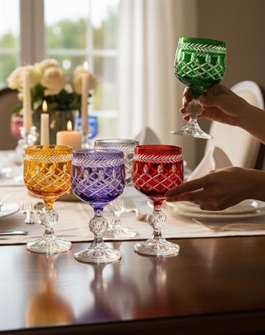 6lı Bohemia Kristal Sterna Renkli Kahve Yanı Kadehi