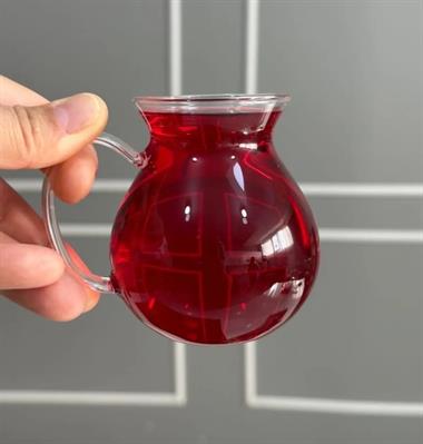 6lı Boroslikat Cam Keyif Çay Bardağı - Kulplu