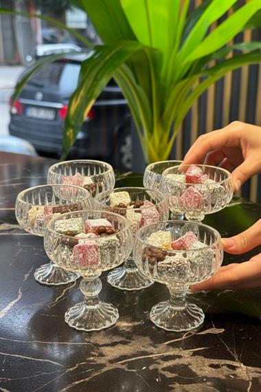 6lı Cam Ayaklı Tek Kişilik Şekerlik / Drajelik