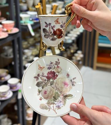 6lı English Sachet  Porselen Premium  Kahve Fincanı 