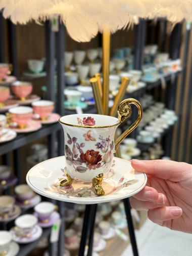 6lı English Sachet  Porselen Premium  Kahve Fincanı 