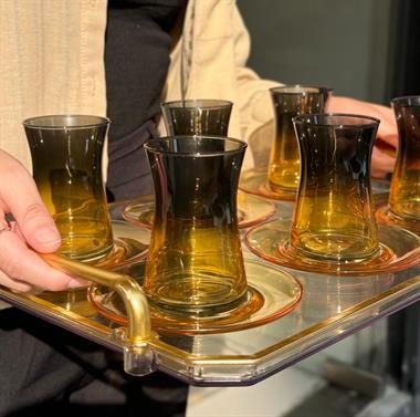 6lı Gold Black Çay Takımı Seti