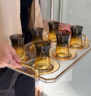 6lı Gold Black Çay Takımı Seti