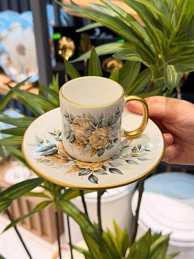 6lı Green Flower Kahve Fincan Takımı