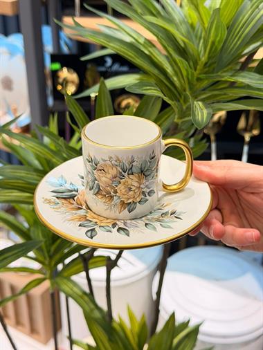 6lı Green Flower Kahve Fincan Takımı