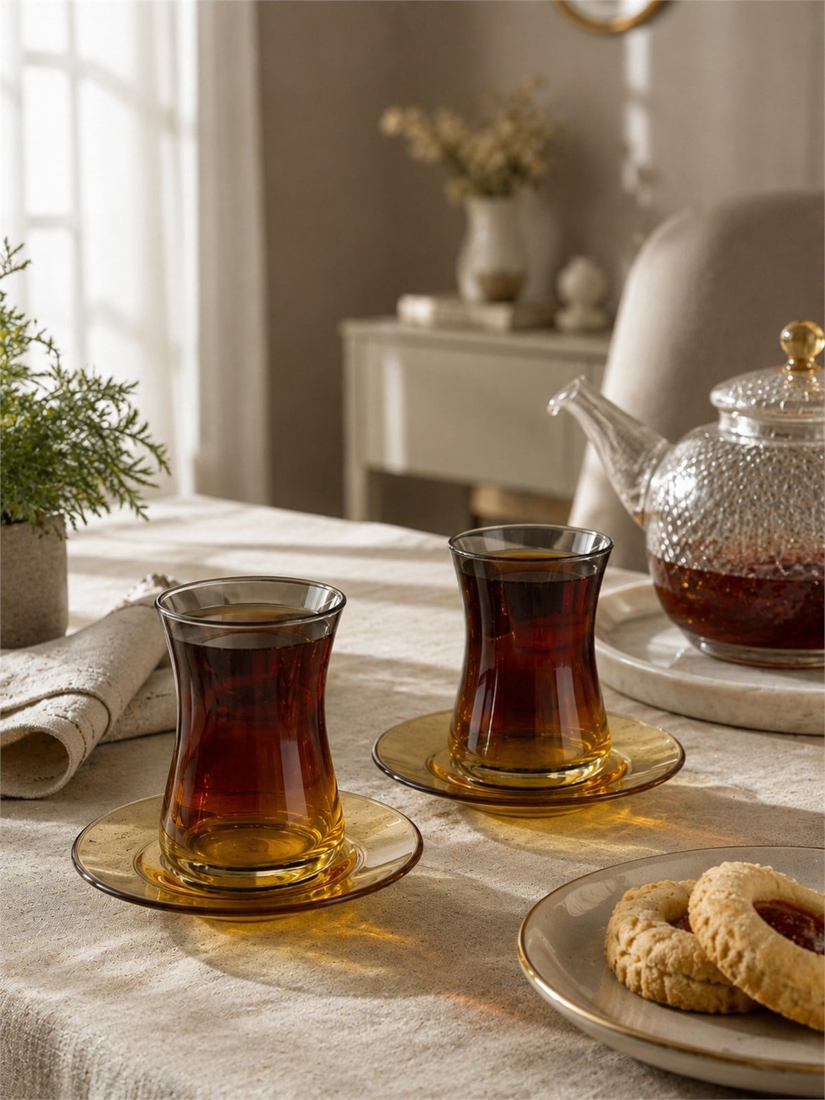 6lı Heybeli Çay Bardağı Seti