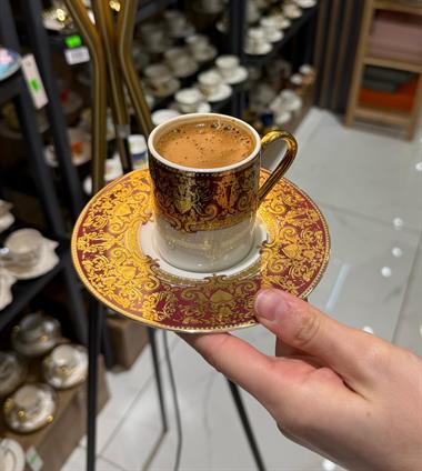 6lı Lüks Marcella Gold Kahve Fincanı