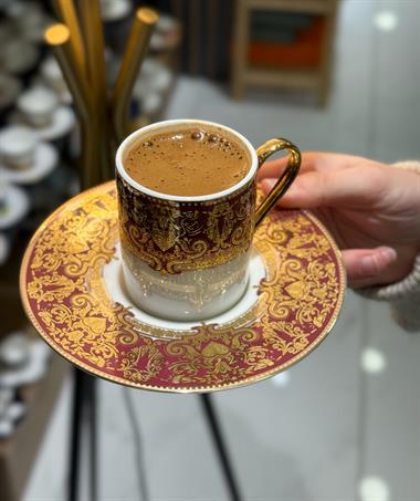 6lı Lüks Marcella Gold Kahve Fincanı
