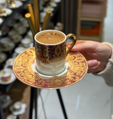 6lı Lüks Marcella Gold Kahve Fincanı