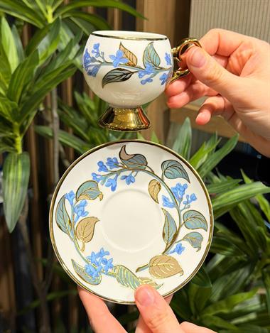 6lı Orville  Porselen Kahve Fincanı Blue 