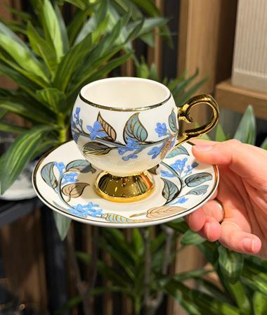 6lı Orville  Porselen Kahve Fincanı Blue 