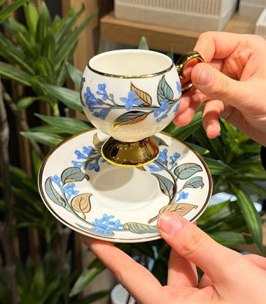 6lı Orville  Porselen Kahve Fincanı Blue 