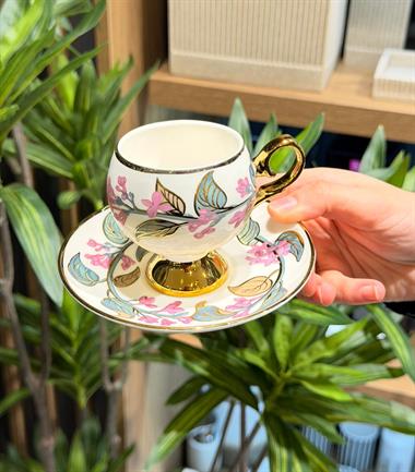 6lı Orville  Porselen Kahve Fincanı Pink