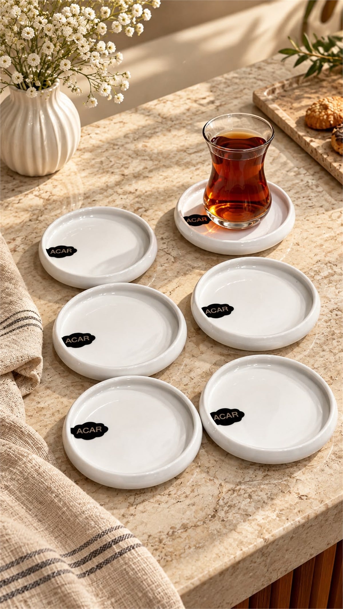 6lı Perla Porselen Çay Tabağı 10 cm
