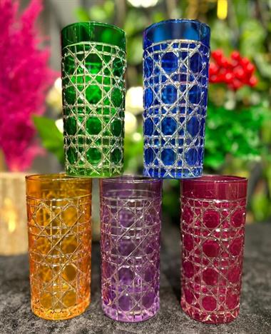 6lı Petek Desen Kahve Yanı Meşrubat Bardak 250cc Renkli