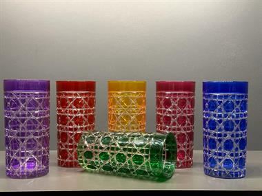 6lı Petek Desen Kahve Yanı Meşrubat Bardak 250cc Renkli