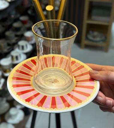 6lı Pink Bird Çay Takımı Seti