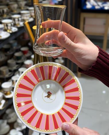 6lı Pink Bird Çay Takımı Seti