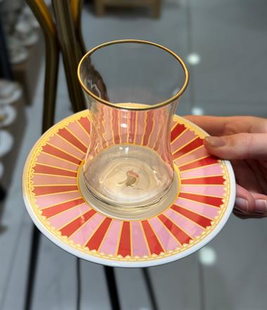 6lı Pink Bird Çay Takımı Seti