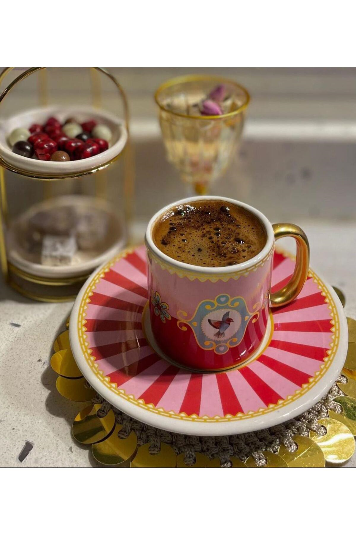 6lı Pink Bird Sohoo Kahve Fincanı