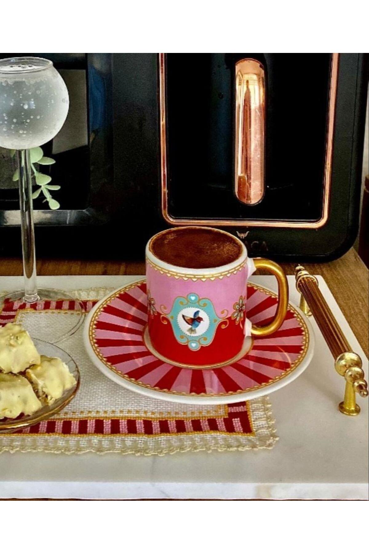 6lı Pink Bird Sohoo Kahve Fincanı