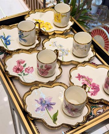 6lı Porselen Etnical Kahve Fincanı