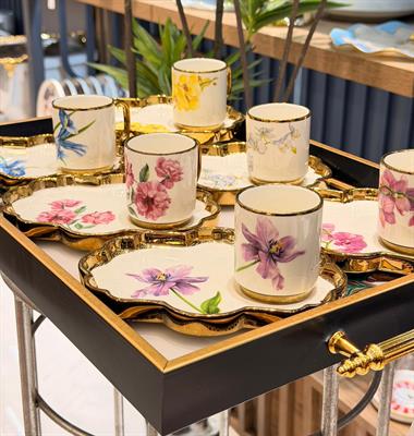 6lı Porselen Etnical Kahve Fincanı