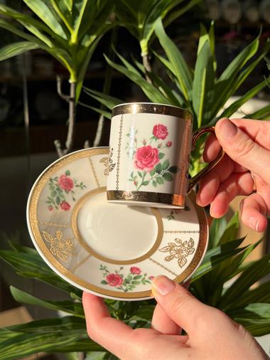 6lı Porselen Flora Noble Kahve Fincanı