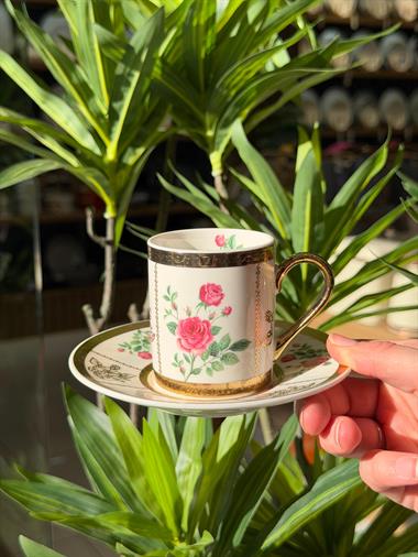 6lı Porselen Flora Noble Kahve Fincanı