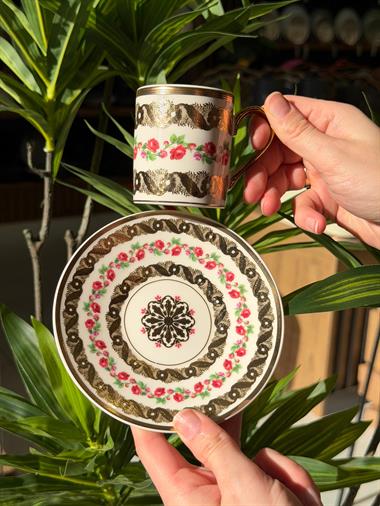 6lı Porselen Florence Noir Kahve Fincanı