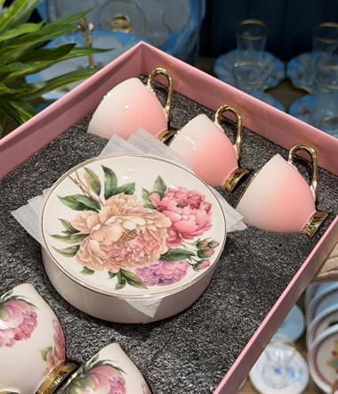 6lı Porselen Garden Kahve Fincanı