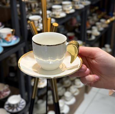 6lı Porselen Melek Kanadı Kahve Fincanı 