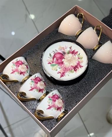 6lı Porselen Rosepink Kahve Fincanı