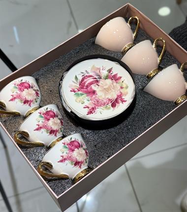 6lı Porselen Rosepink Kahve Fincanı